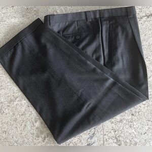 Zanella Men's Robert Charcoal Grey Wool Pleated Dress Pants 38